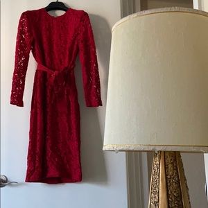 Carolyn-Herrera Red lace long Sleeve Dress